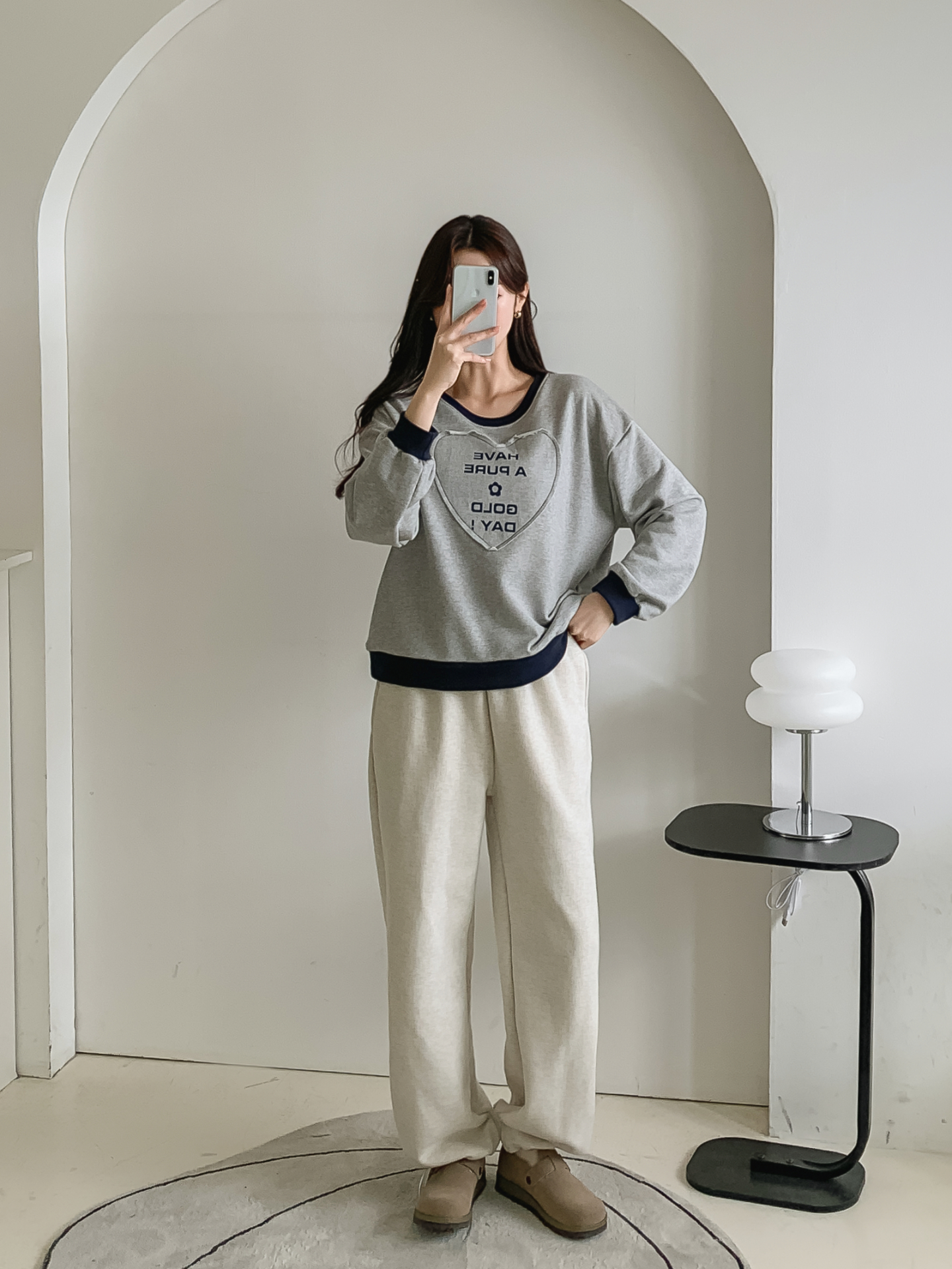 ラウンドネック長袖配色ハートスウェット | 詳細画像16