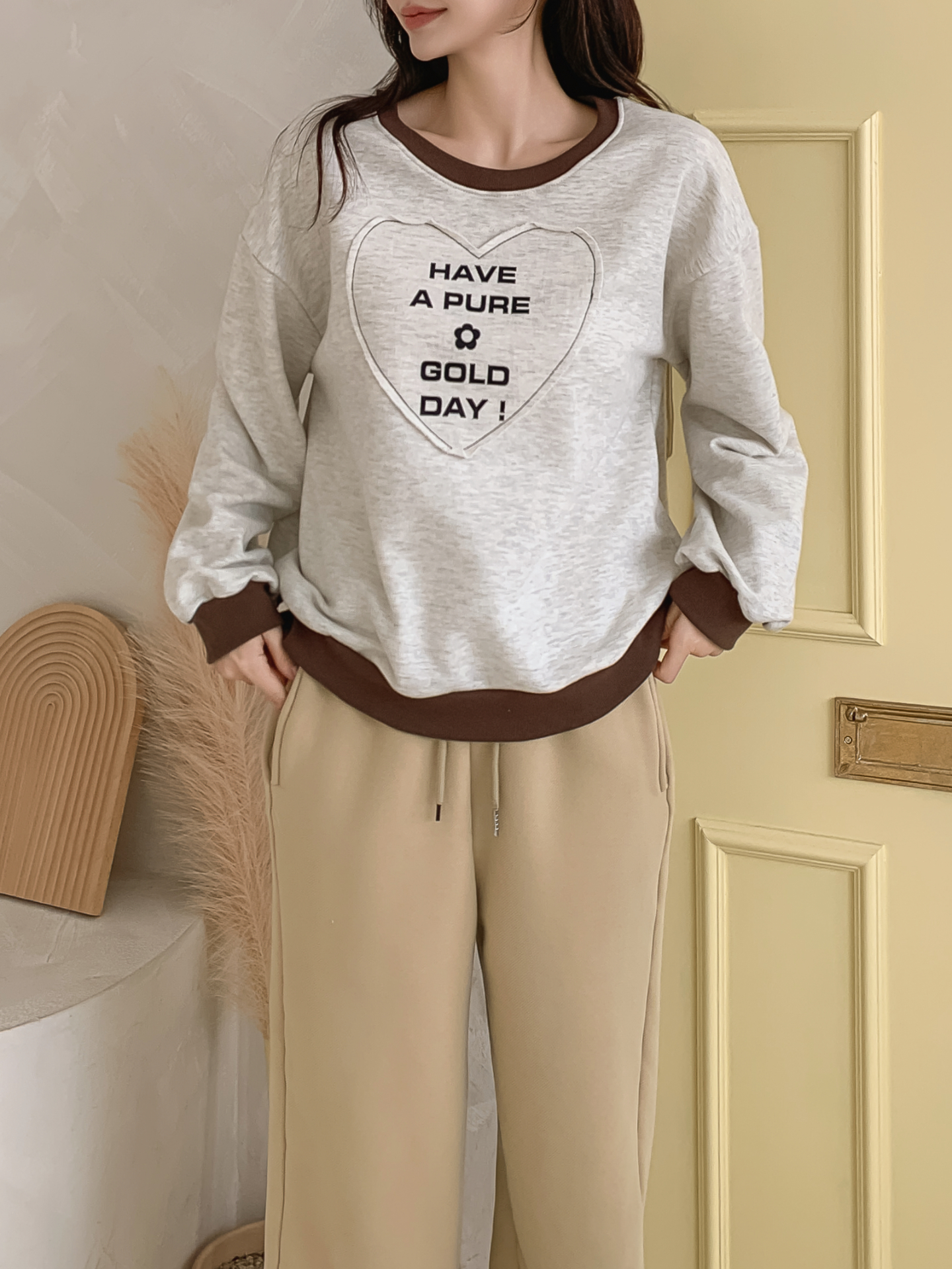 ラウンドネック長袖配色ハートスウェット | 詳細画像19