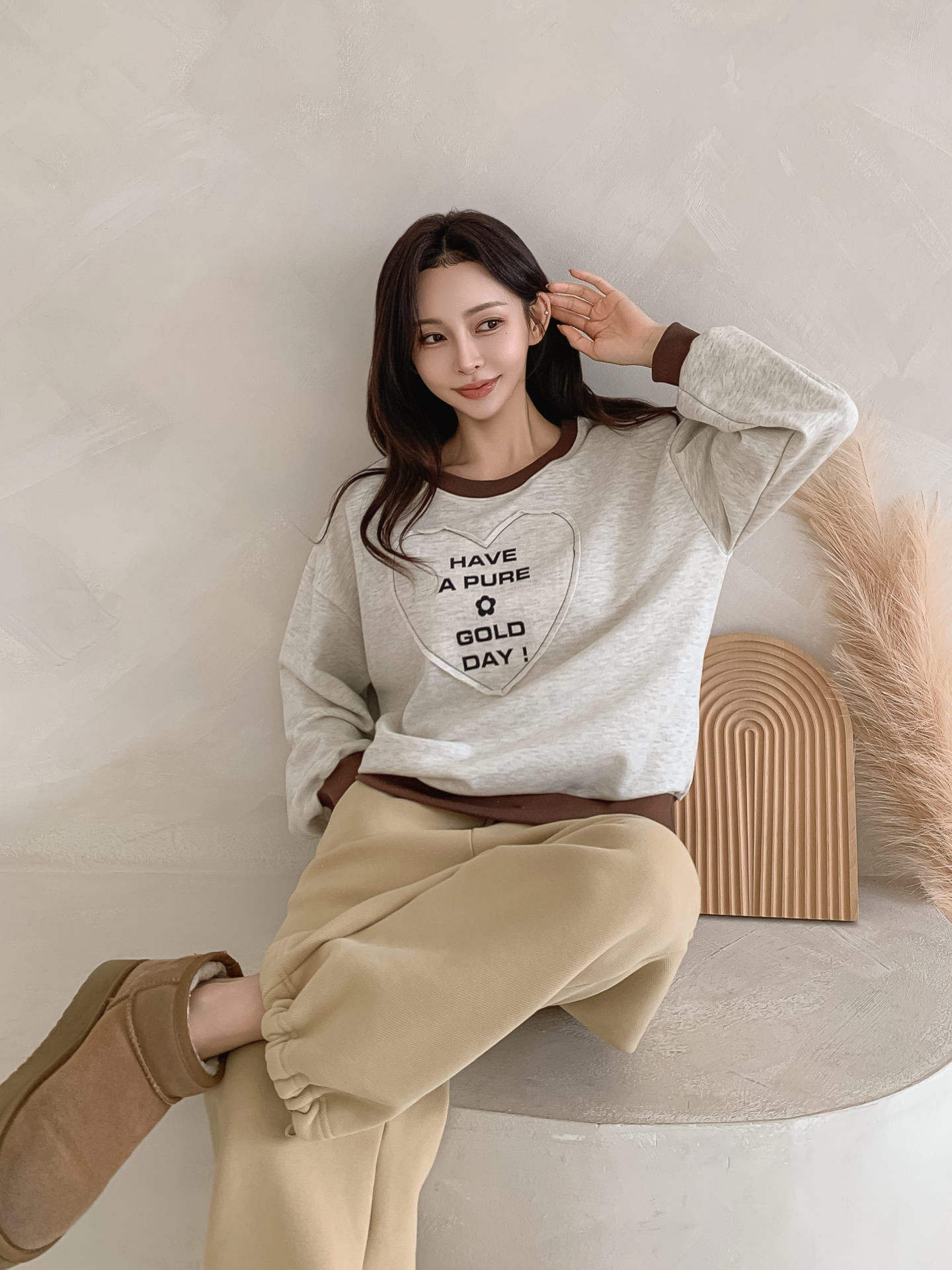 ラウンドネック長袖配色ハートスウェット | 詳細画像28