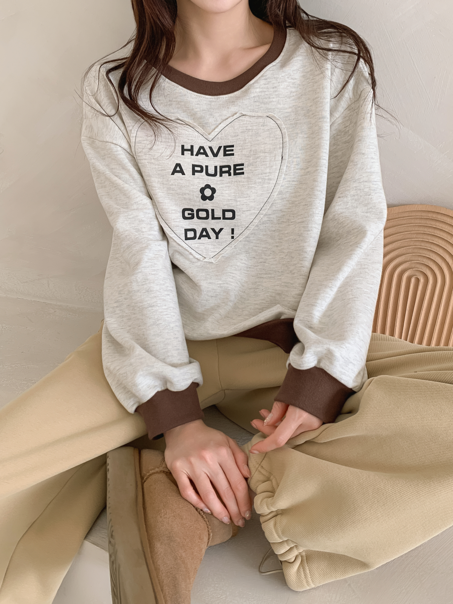 ラウンドネック長袖配色ハートスウェット | 詳細画像29