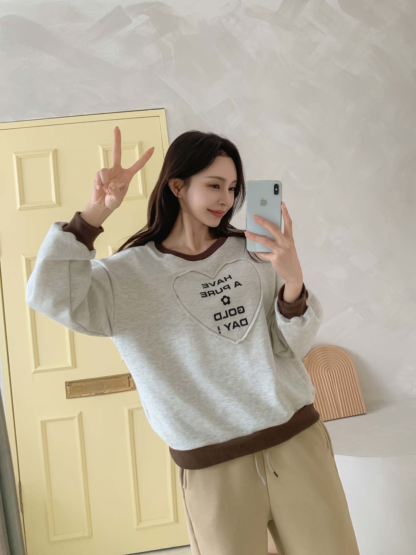 ラウンドネック長袖配色ハートスウェット | 詳細画像31