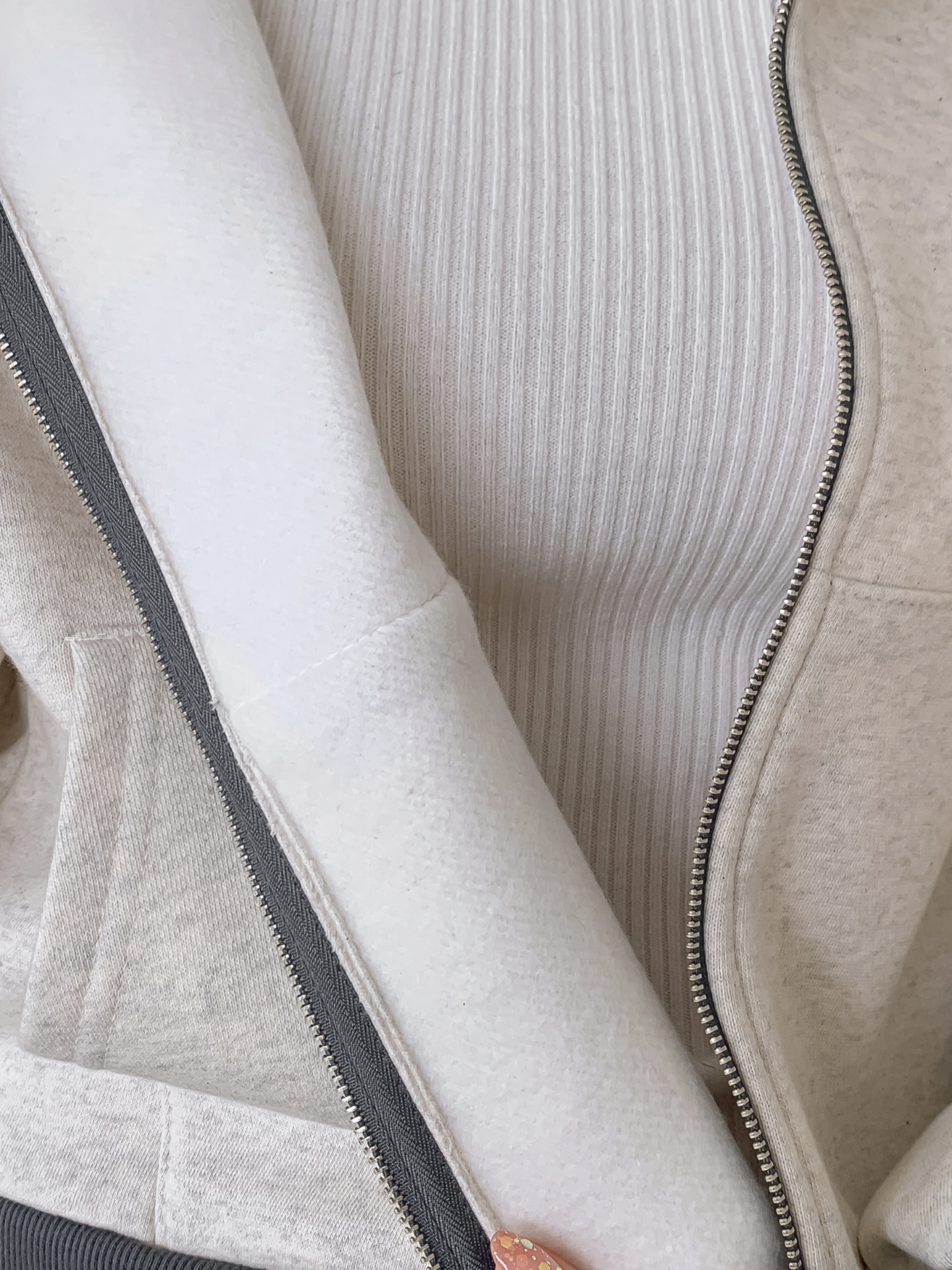 裏起毛ジップアップフードドローストリング配色ジップパーカー | 詳細画像11