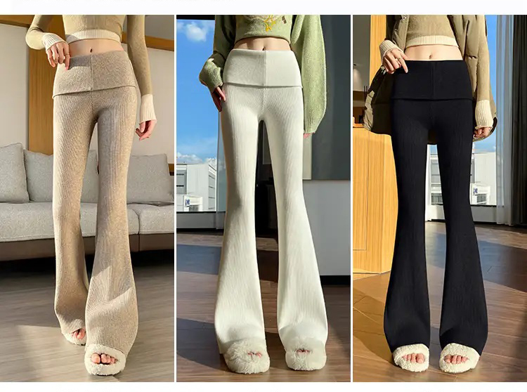 リブハイウエストブーツカットパンツニット | 詳細画像2