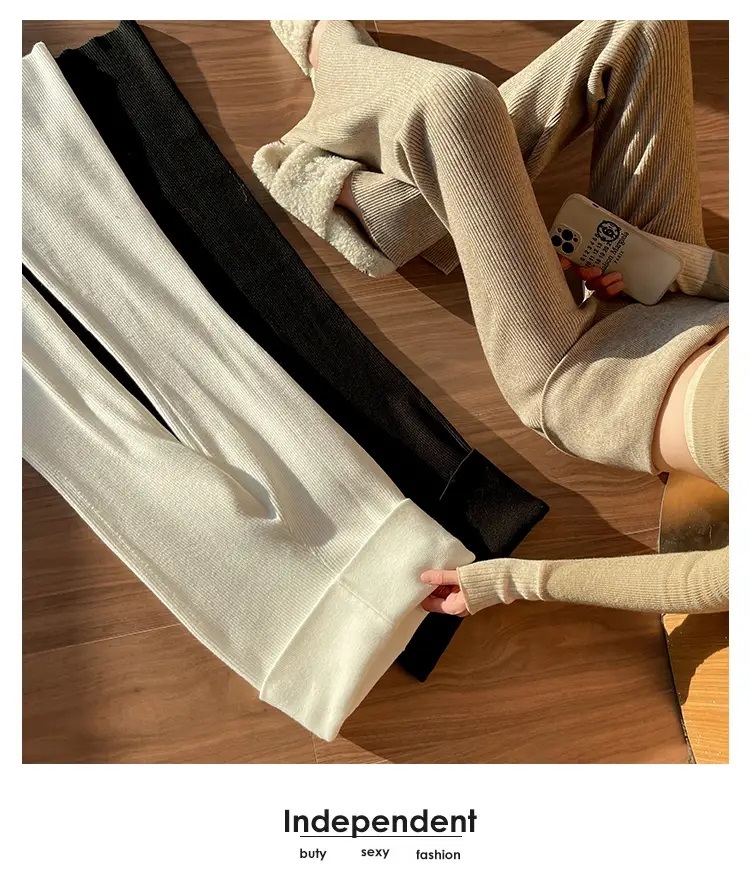 リブハイウエストブーツカットパンツニット | 詳細画像9