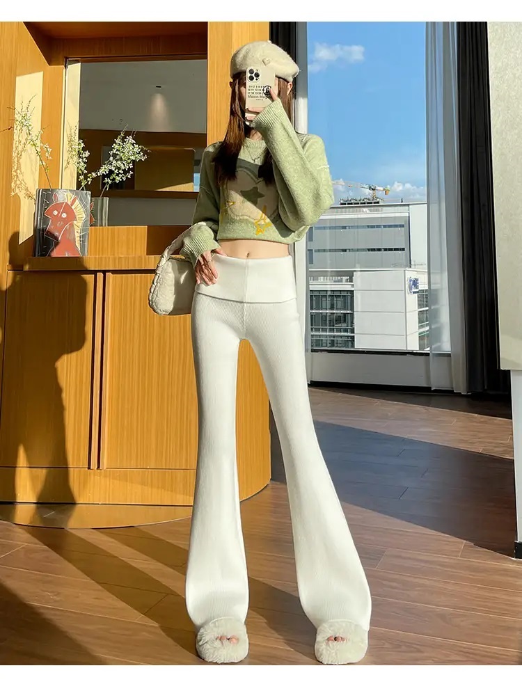 リブハイウエストブーツカットパンツニット | 詳細画像13