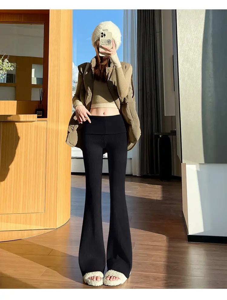 リブハイウエストブーツカットパンツニット | 詳細画像17