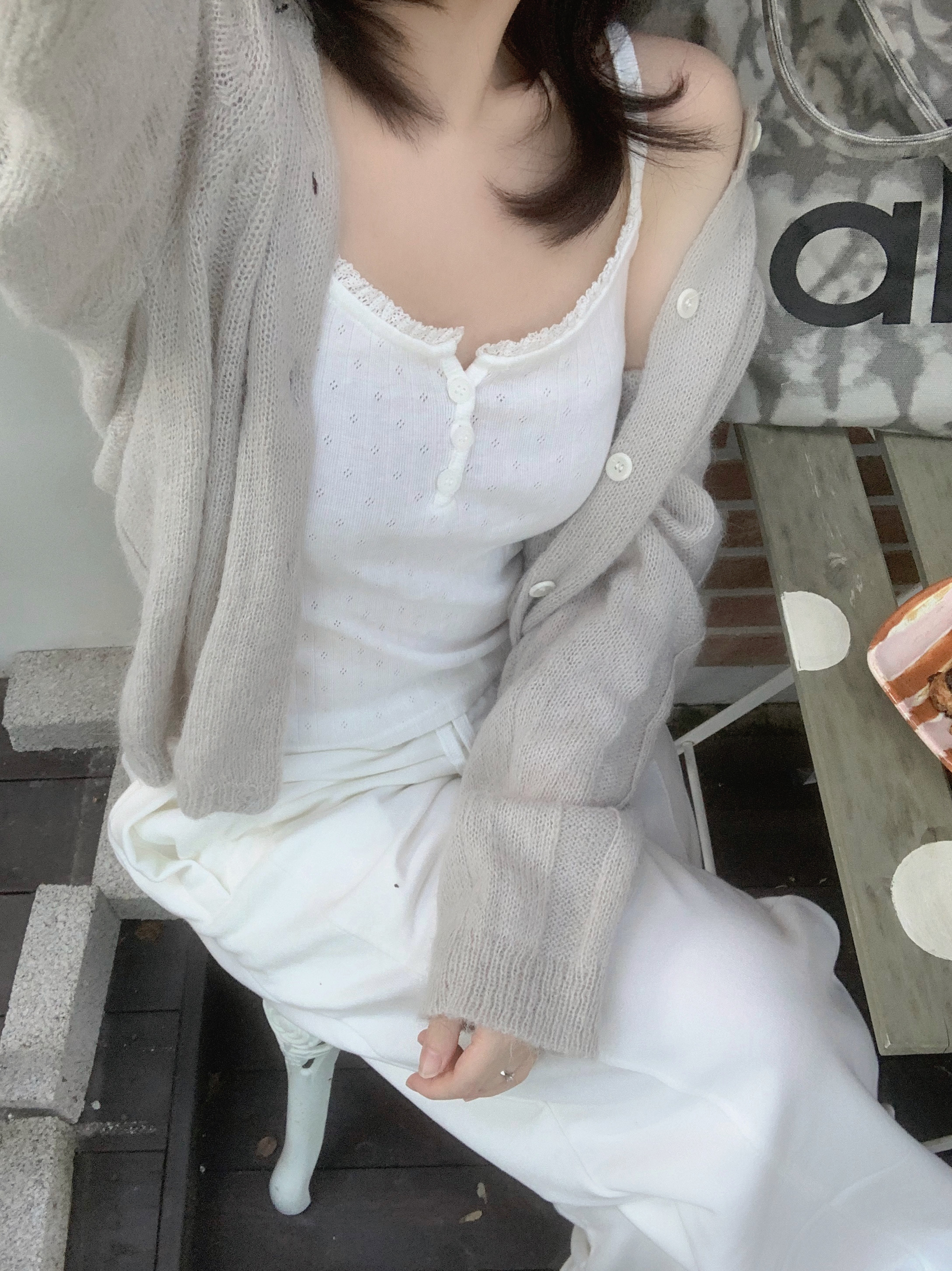 レースストレッチコットンスリムキャミソール | レディース