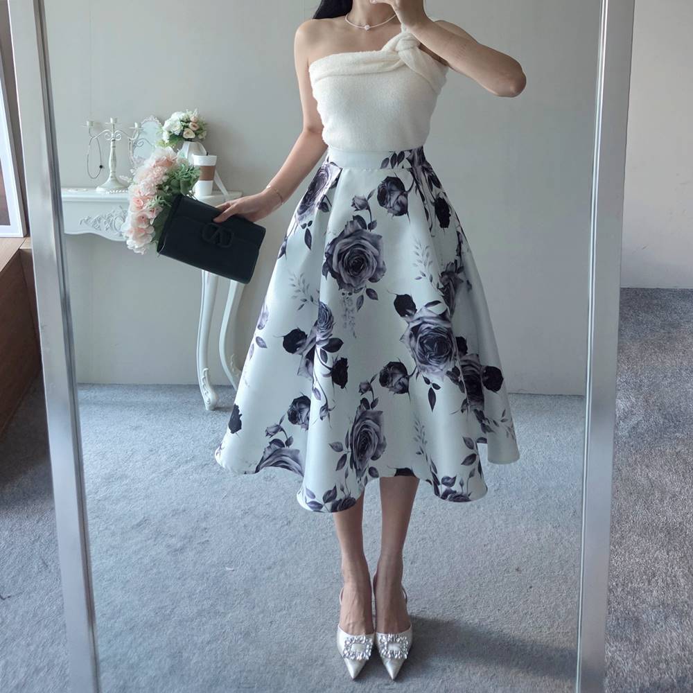 Blumarine ANNA MOLINARI シルクスカート 花柄 美品 Blumarine お花柄 シルク フィッシュテール フレアスカート 美品