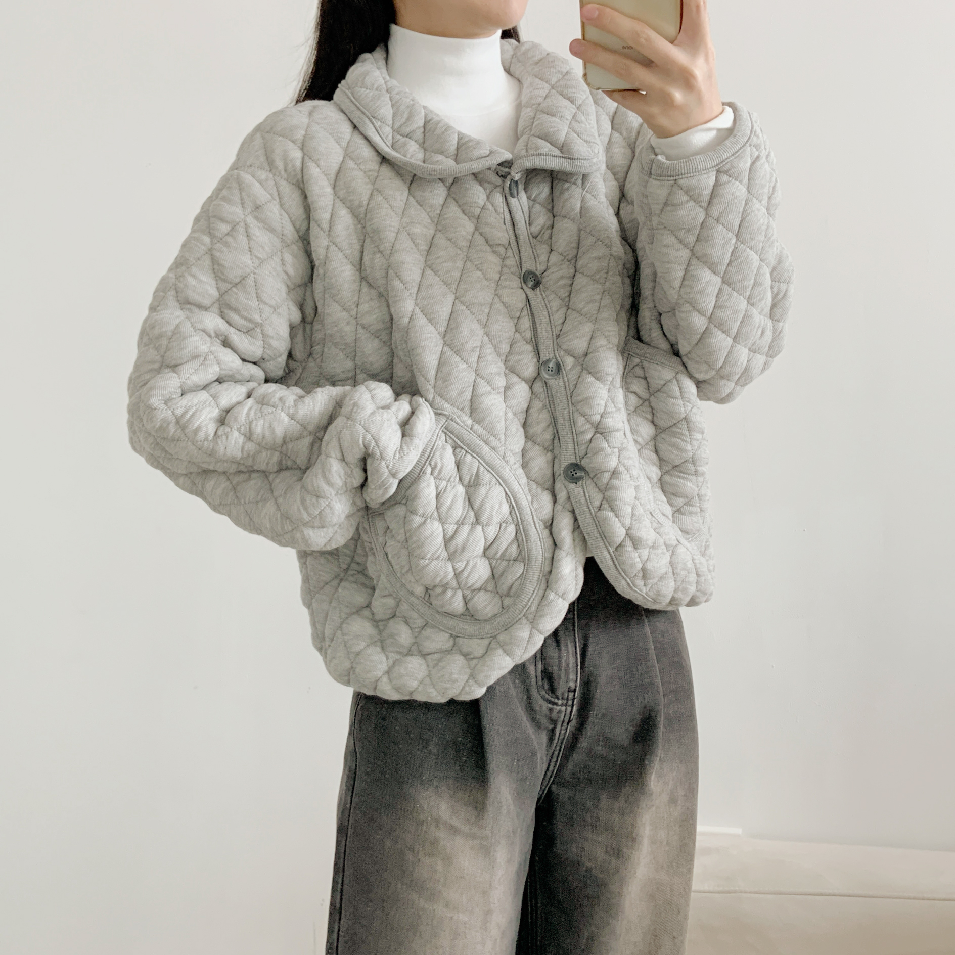 カラーポケットルーズキルティングジャンパー | 詳細画像2