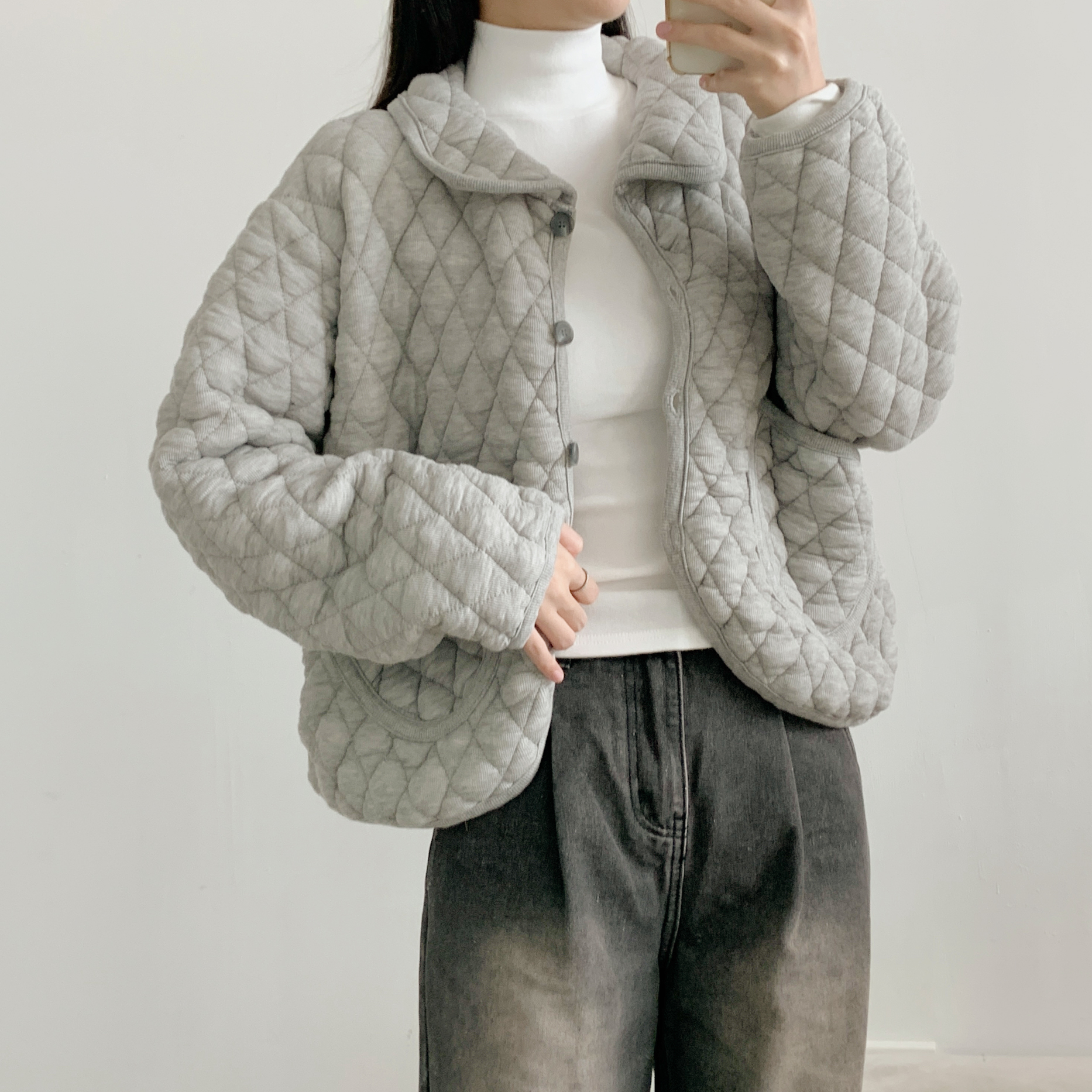 カラーポケットルーズキルティングジャンパー | 詳細画像7