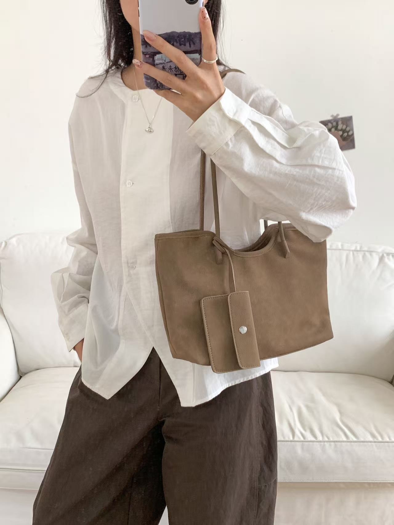 ポーチ付スエード調ベーシックショルダーバッグ | 詳細画像5