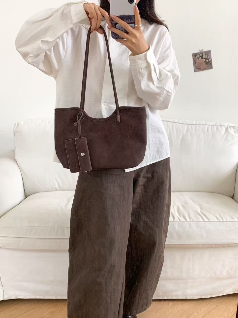 ポーチ付スエード調ベーシックショルダーバッグ | 詳細画像12