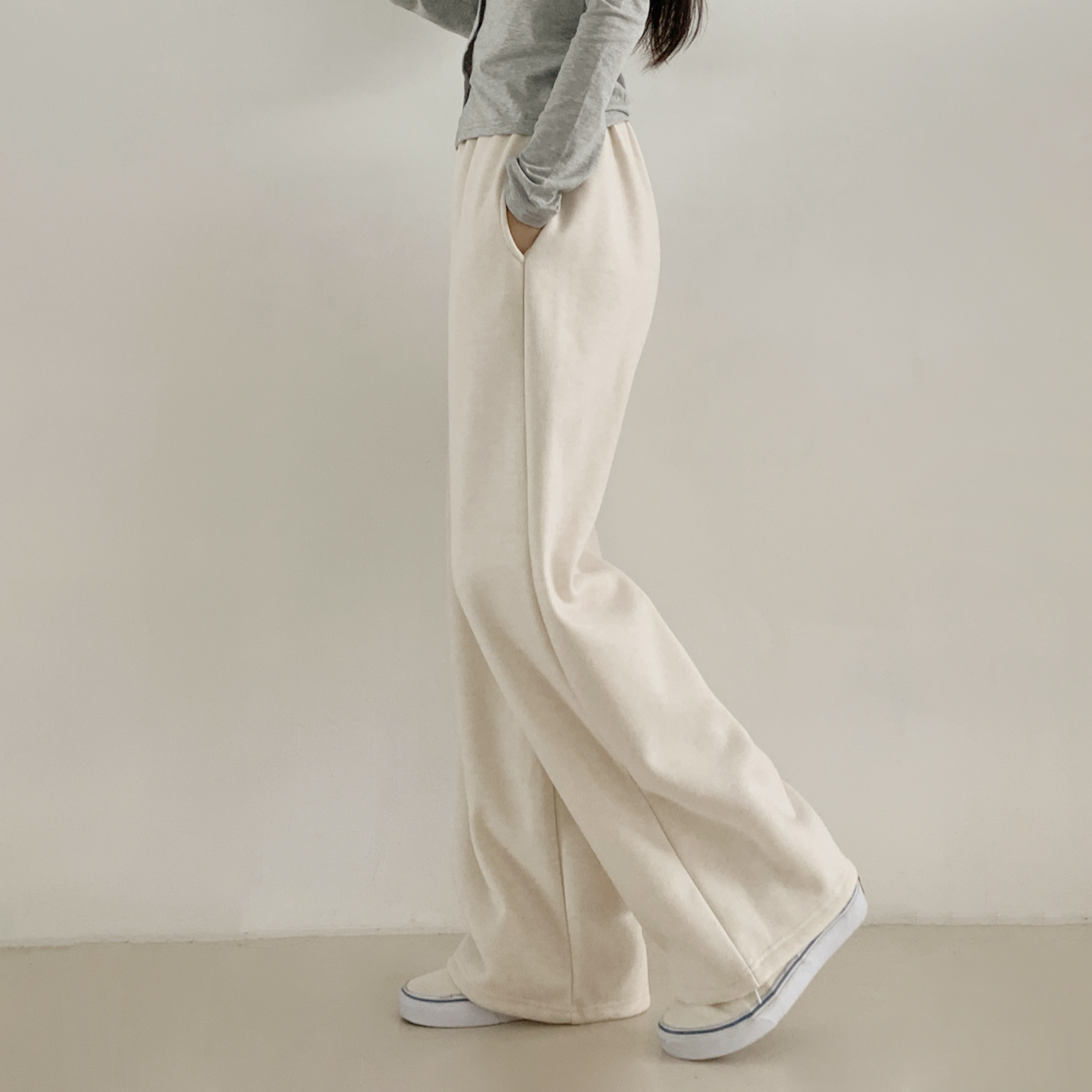 ドローストリングウエストゴムロングワイドパンツトレーニング | 詳細画像4