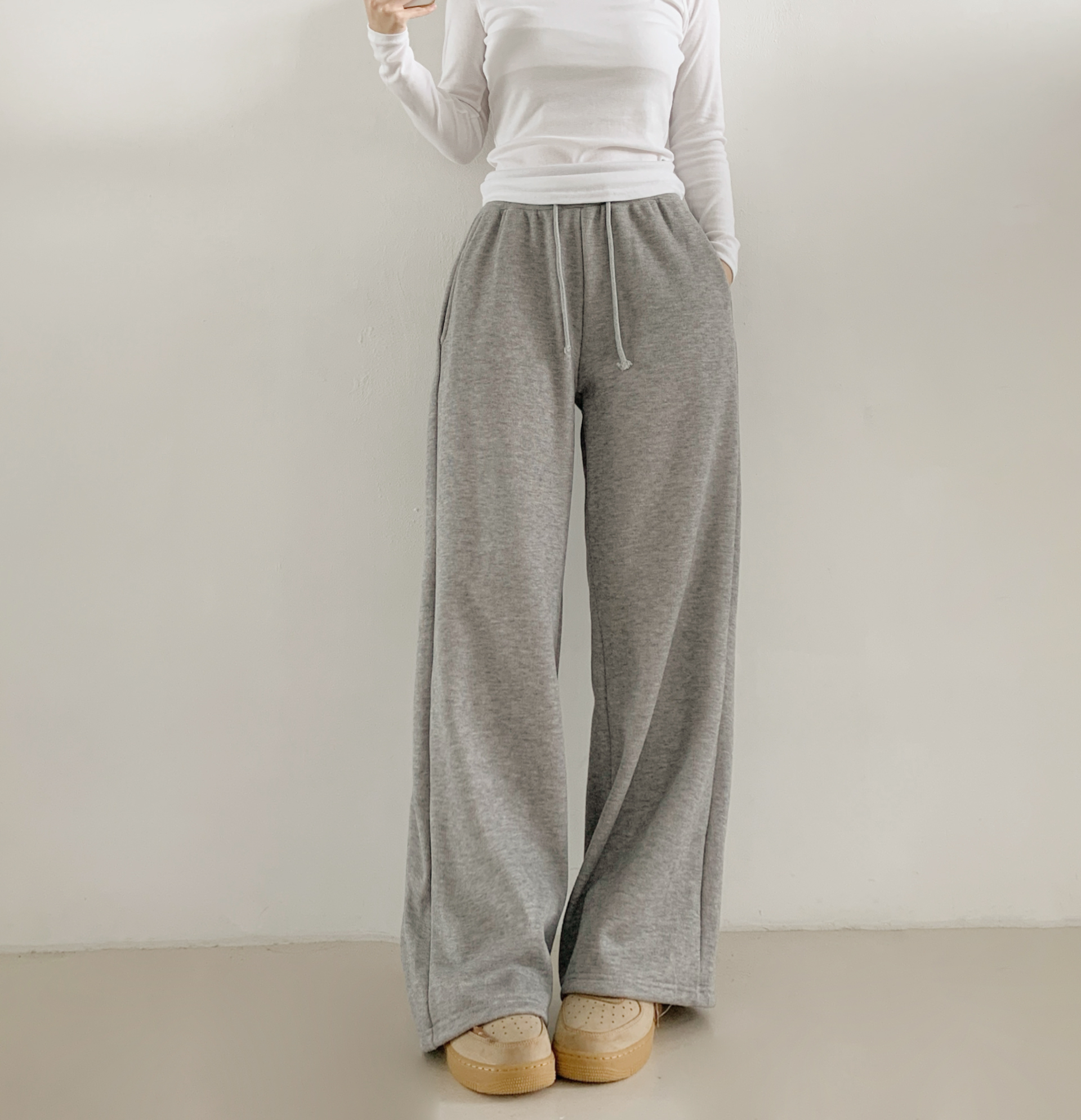 ドローストリングウエストゴムロングワイドパンツトレーニング | 詳細画像12