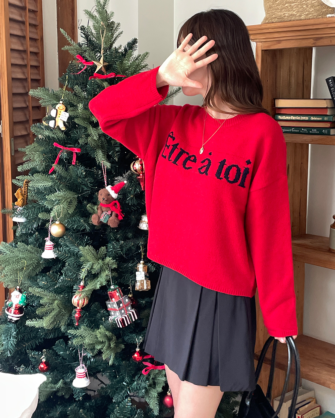 ウール混ラウンドネックルーズロゴニット | 詳細画像10