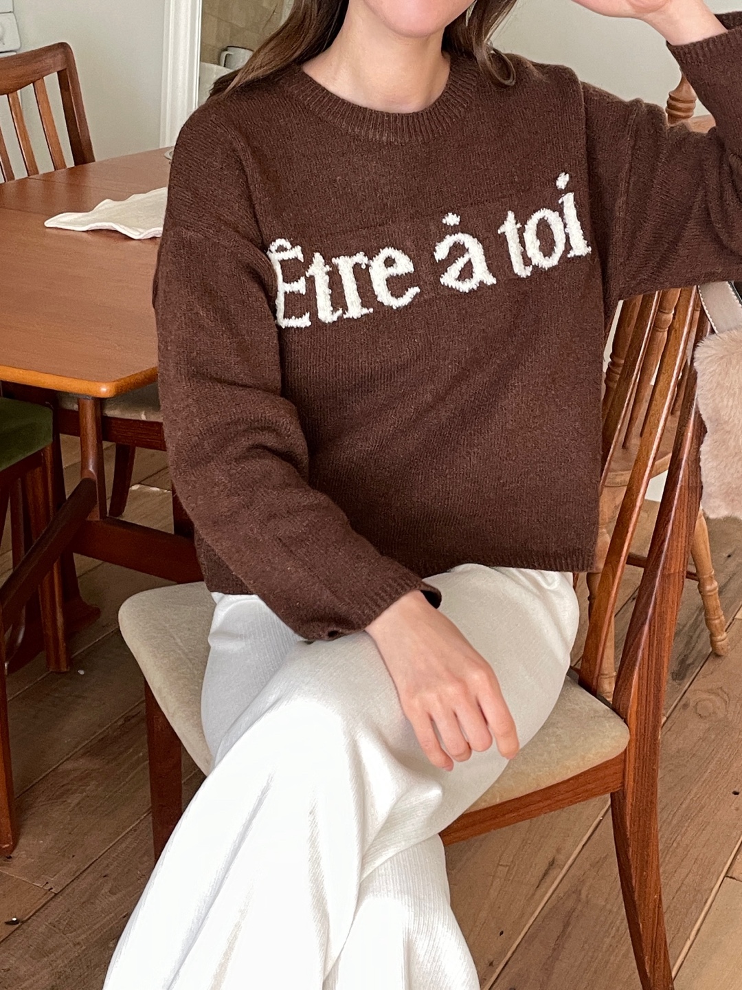 ウール混ラウンドネックルーズロゴニット | 詳細画像3