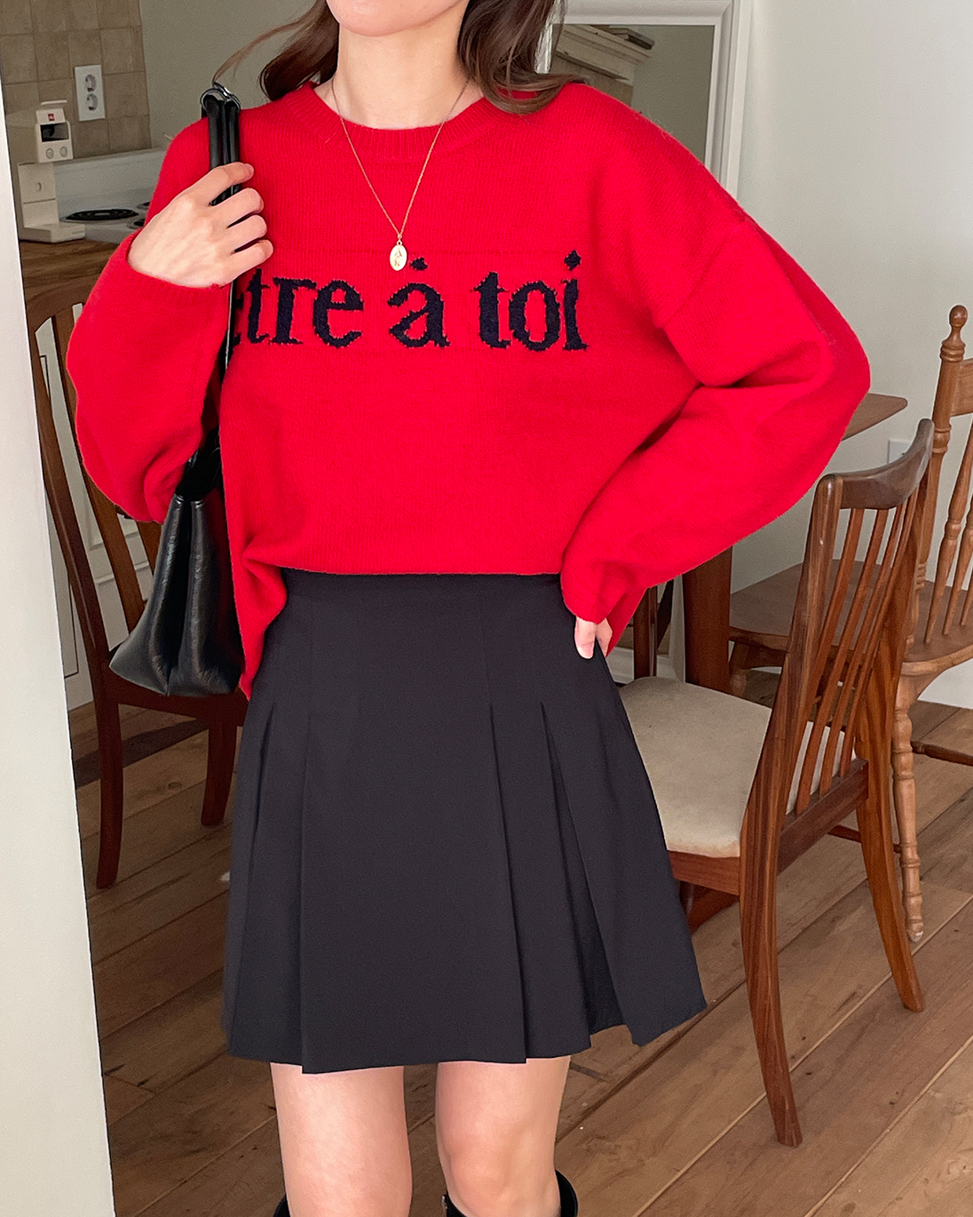 ウール混ラウンドネックルーズロゴニット | 詳細画像9