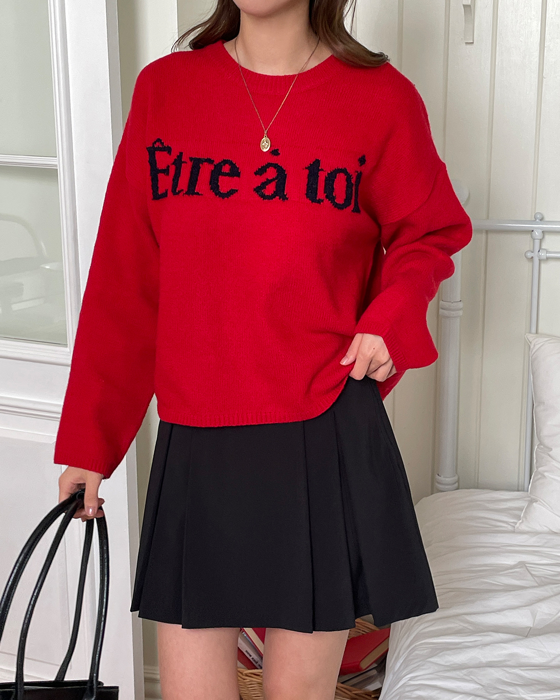 ウール混ラウンドネックルーズロゴニット | 詳細画像6