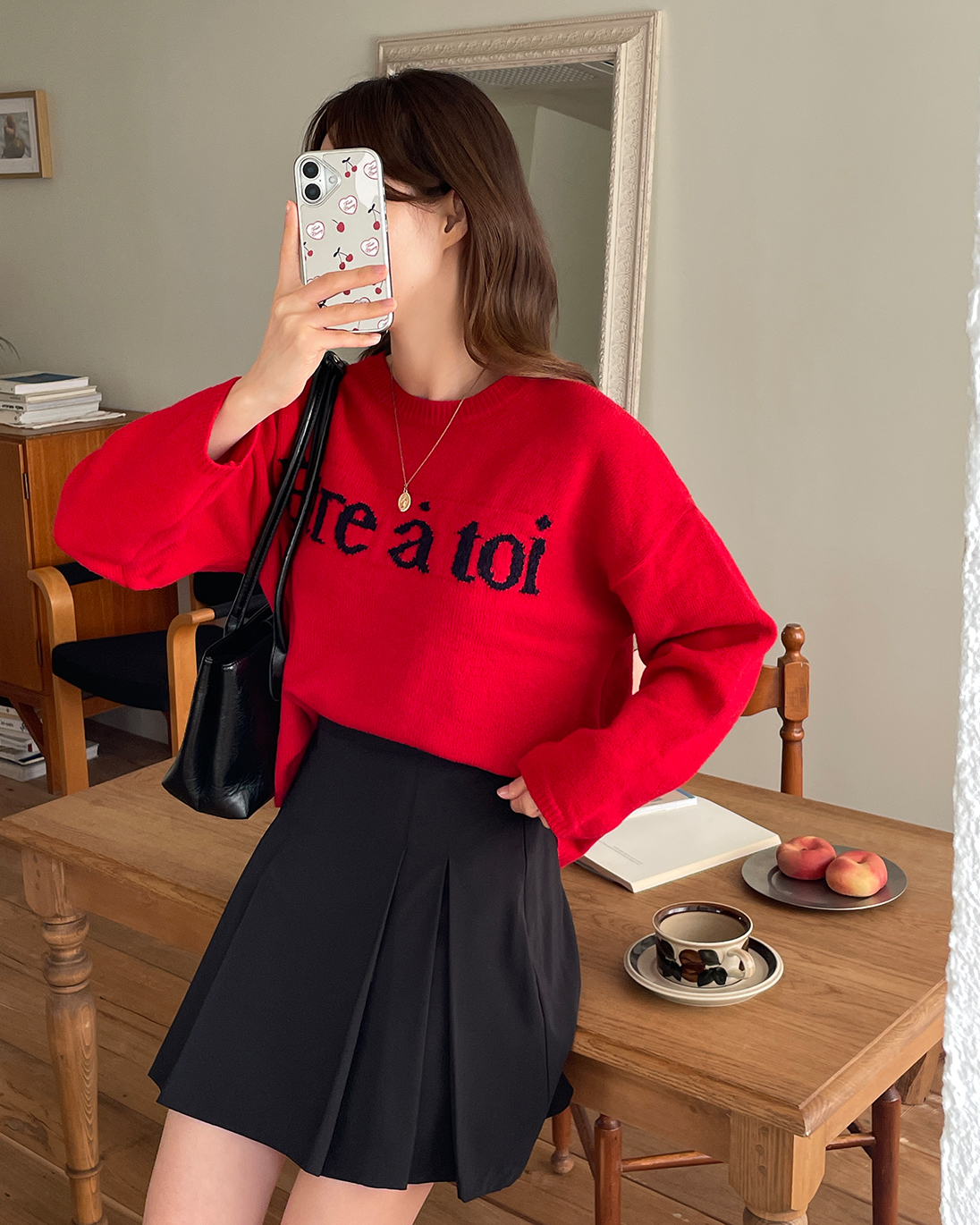 ウール混ラウンドネックルーズロゴニット | 詳細画像2