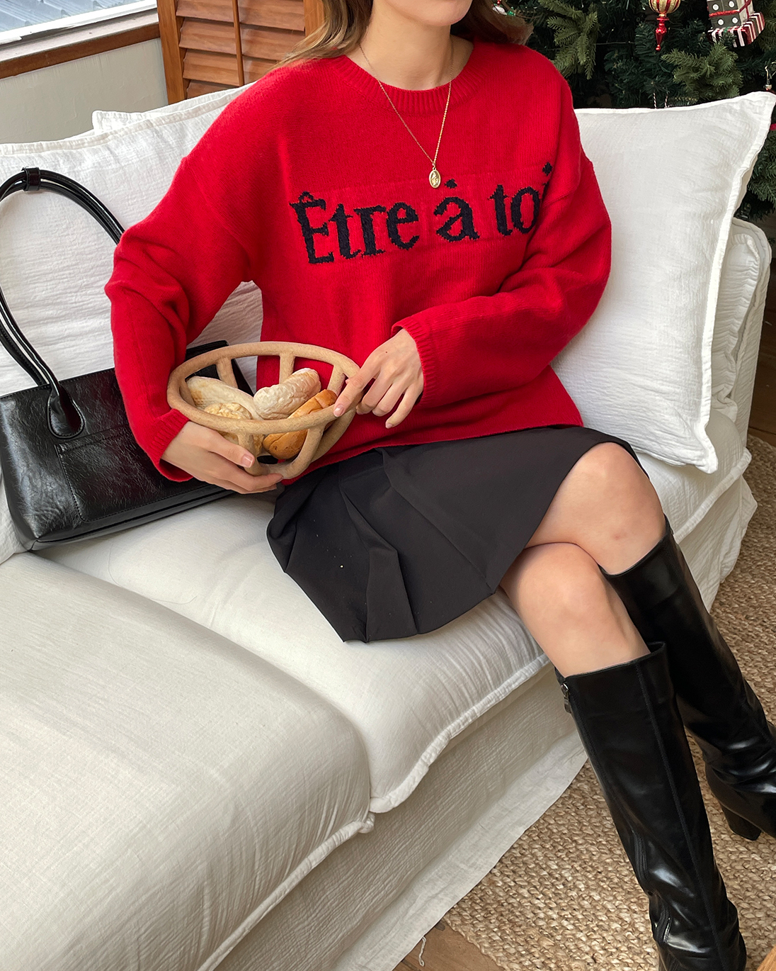 ウール混ラウンドネックルーズロゴニット | 詳細画像7