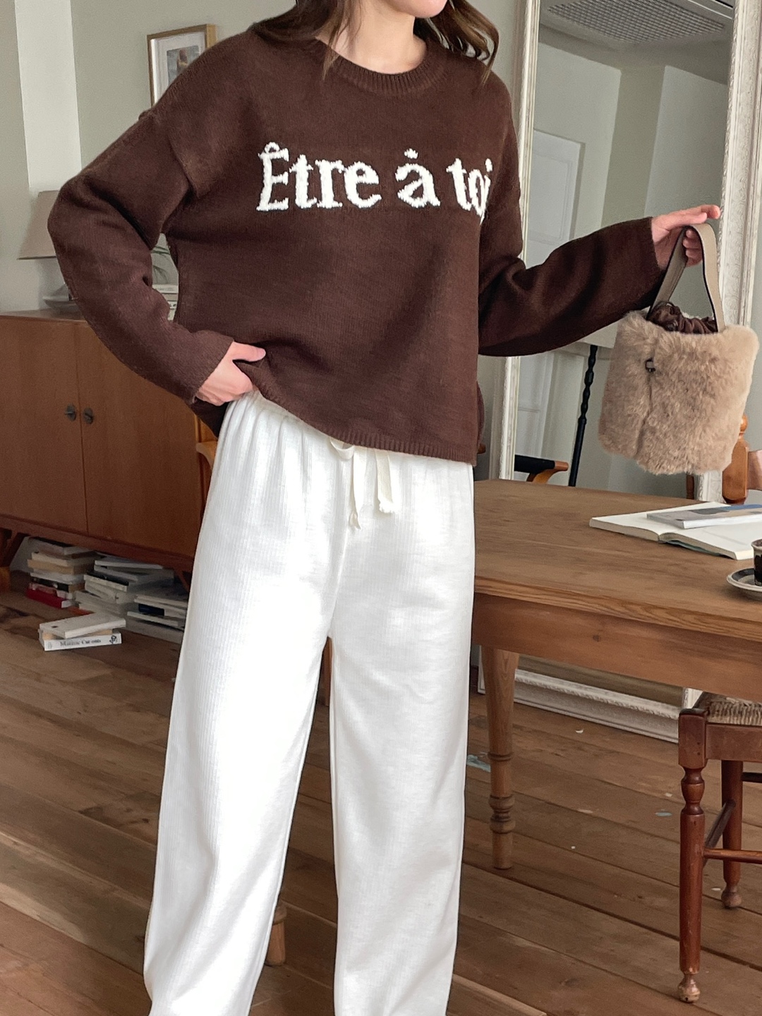 ウール混ラウンドネックルーズロゴニット | 詳細画像12