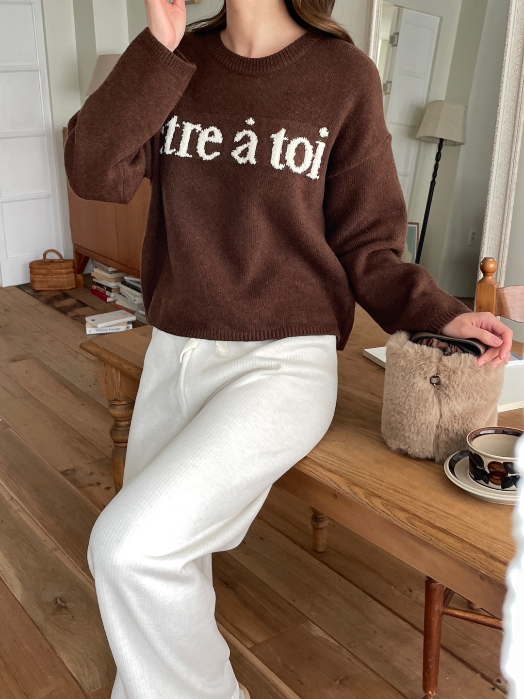 ウール混ラウンドネックルーズロゴニット | 詳細画像13