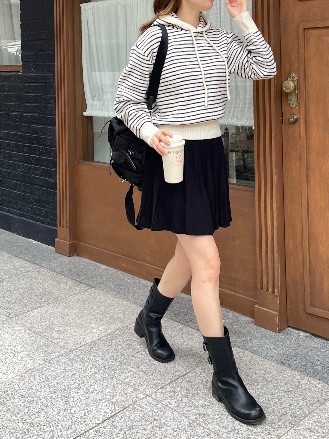 ウール混フードボーダーニット | 詳細画像8