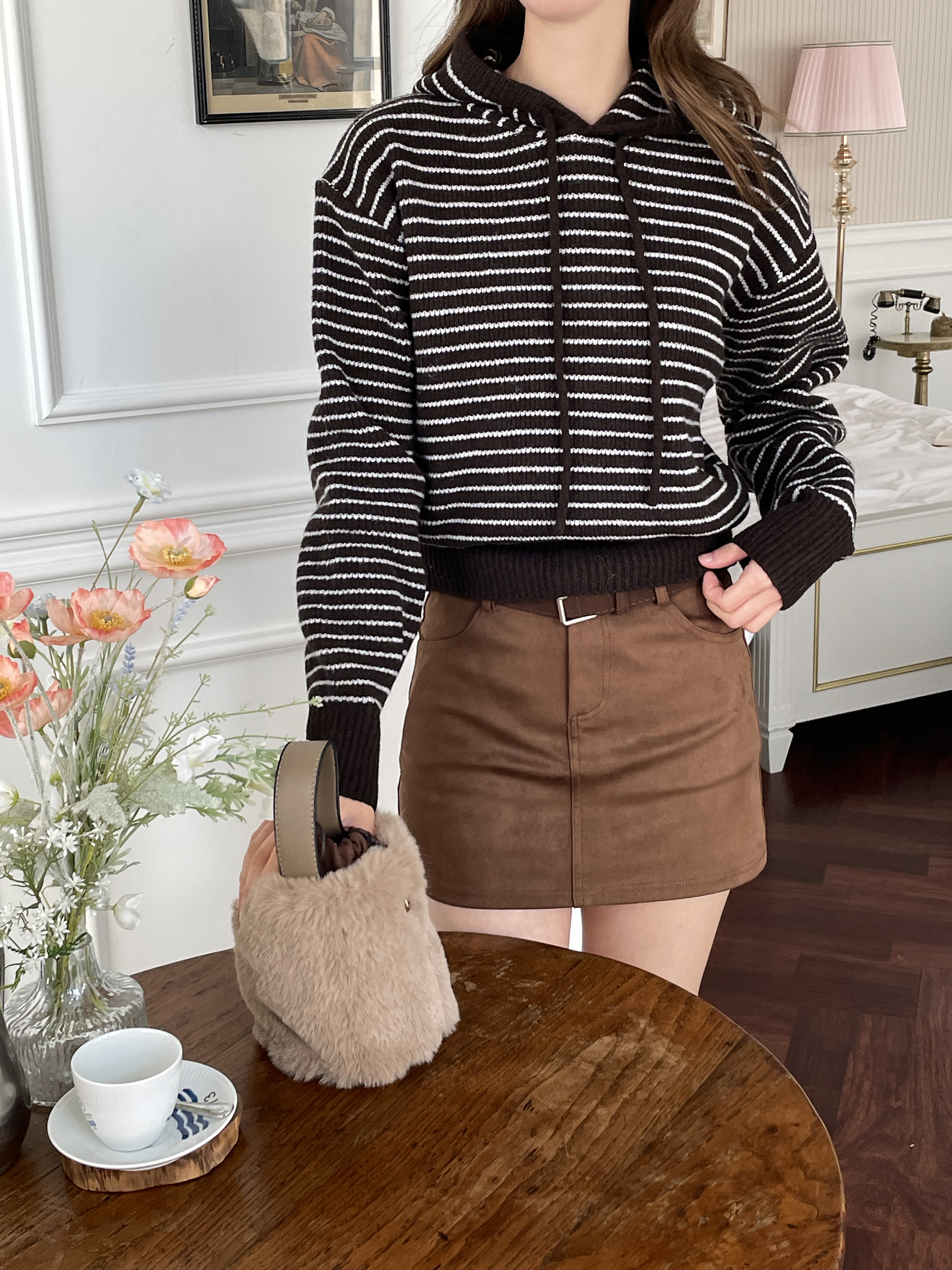 ウール混フードボーダーニット | 詳細画像11