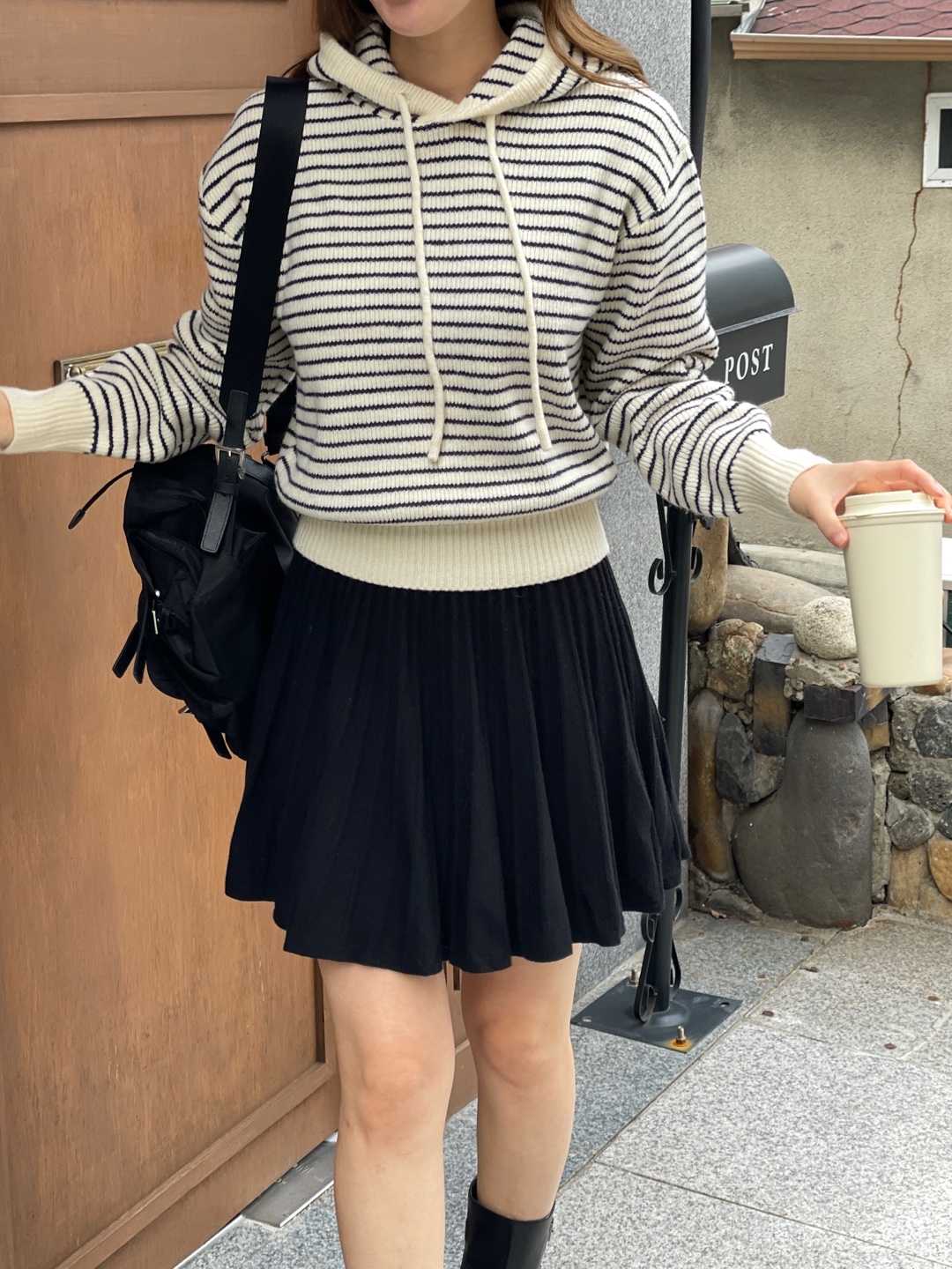 ウール混フードボーダーニット | 詳細画像7