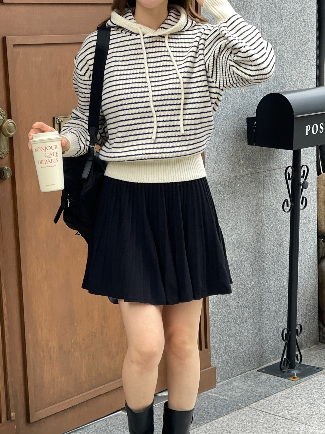 ウール混フードボーダーニット | 詳細画像6