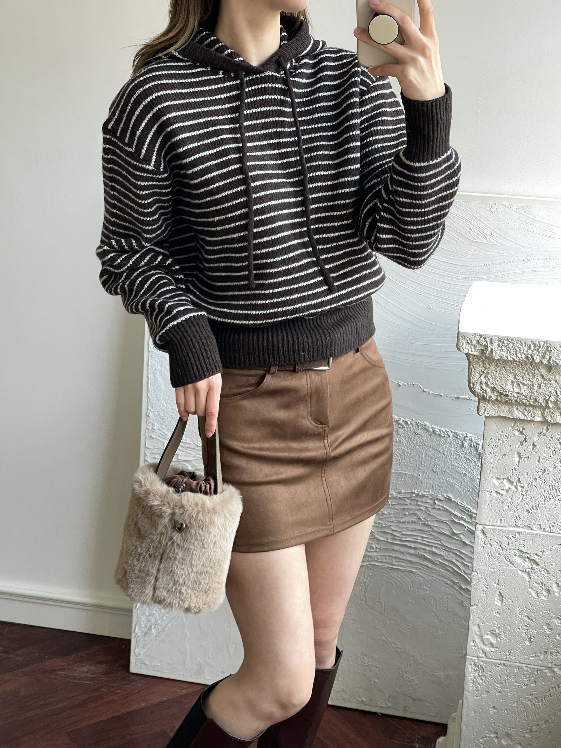 ウール混フードボーダーニット | 詳細画像12