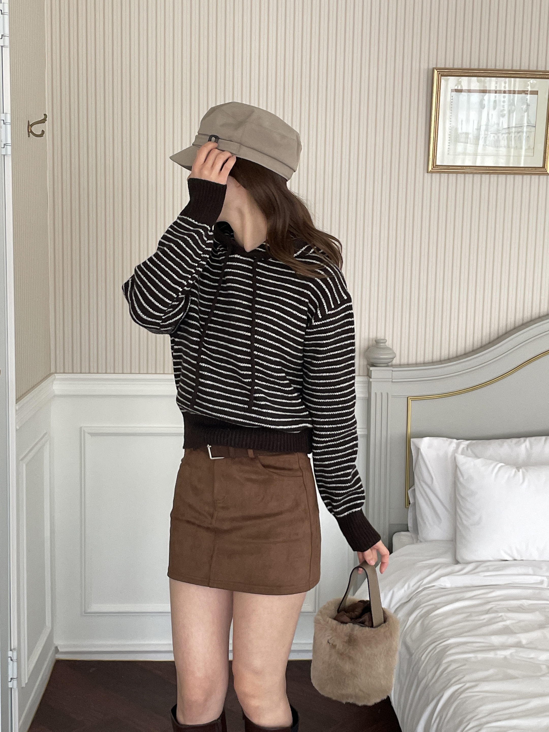 ウール混フードボーダーニット | 詳細画像9