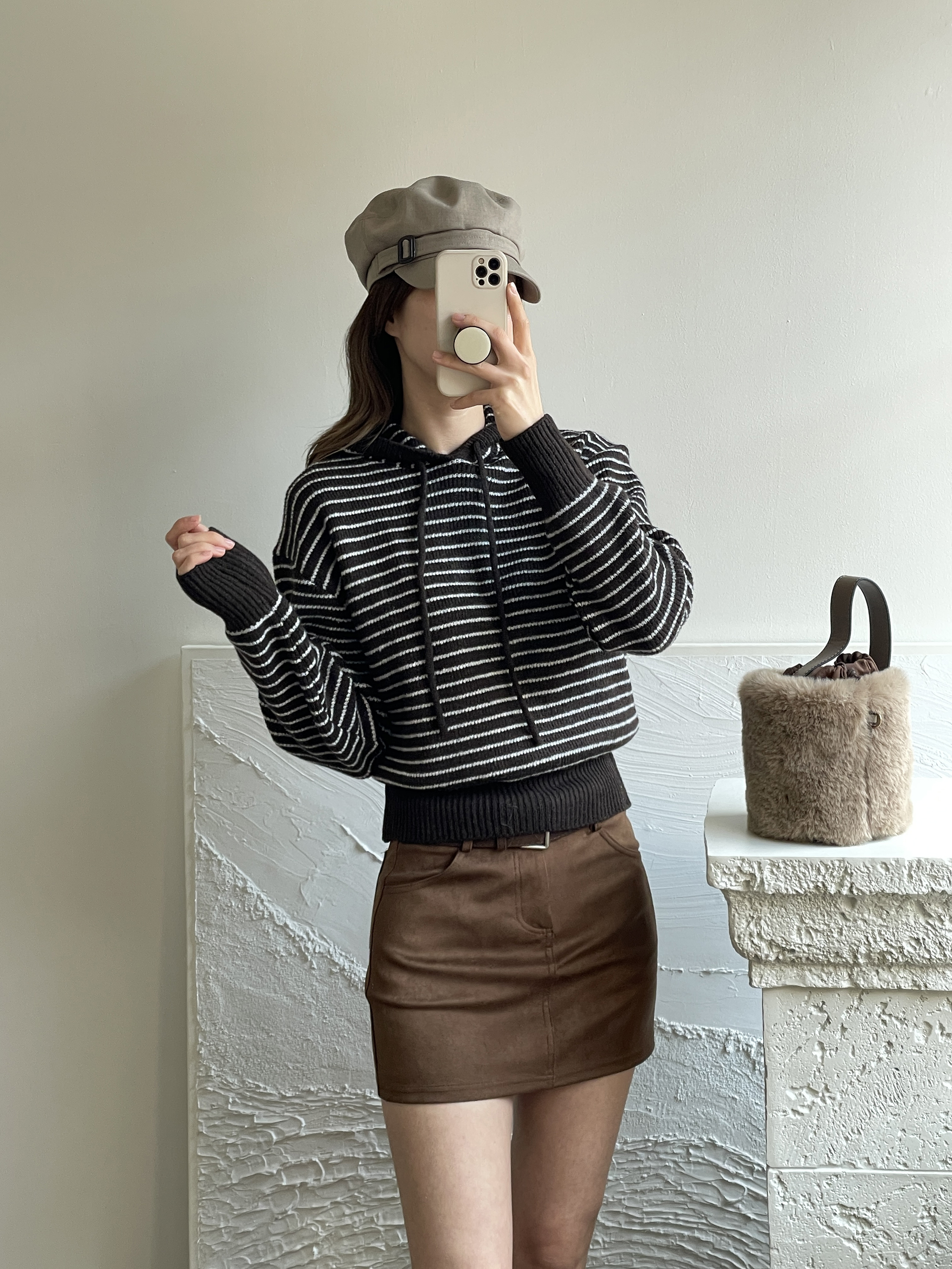 ウール混フードボーダーニット | 詳細画像10