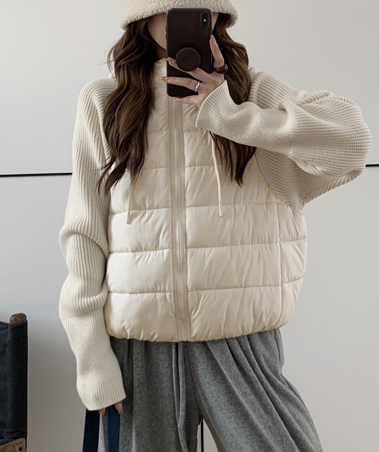 ジップアップフードレイヤード風ルーズキルティングダウンジャケット | 詳細画像6