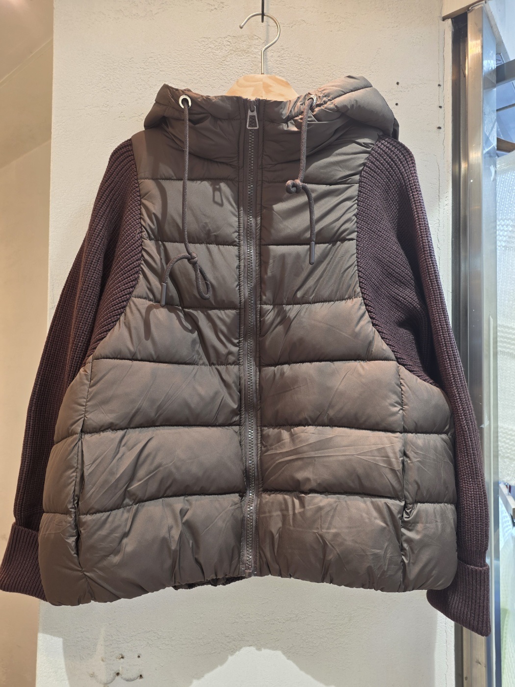 ジップアップフードレイヤード風ルーズキルティングダウンジャケット | 詳細画像14