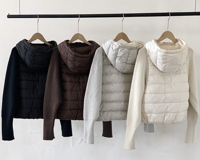 ジップアップフードレイヤード風ルーズキルティングダウンジャケット | 詳細画像15