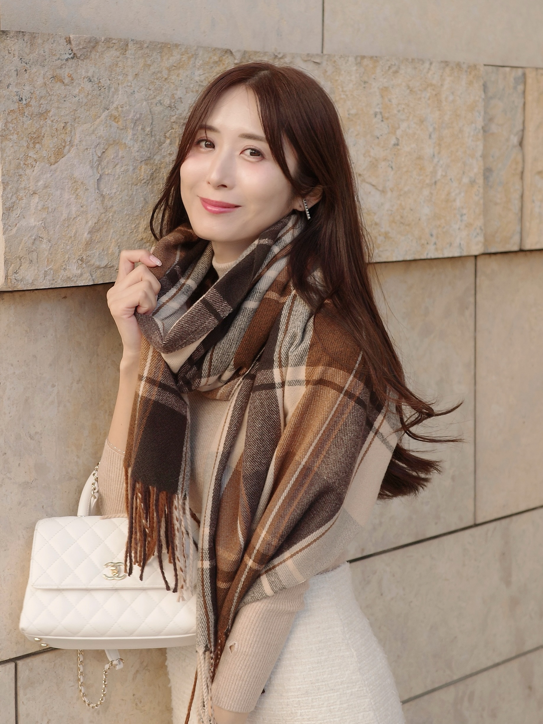 KAPITAL チェック柄 マフラー 美品 チェック柄ウールタッチマフラー | レディースファッション通販 - DHOLIC