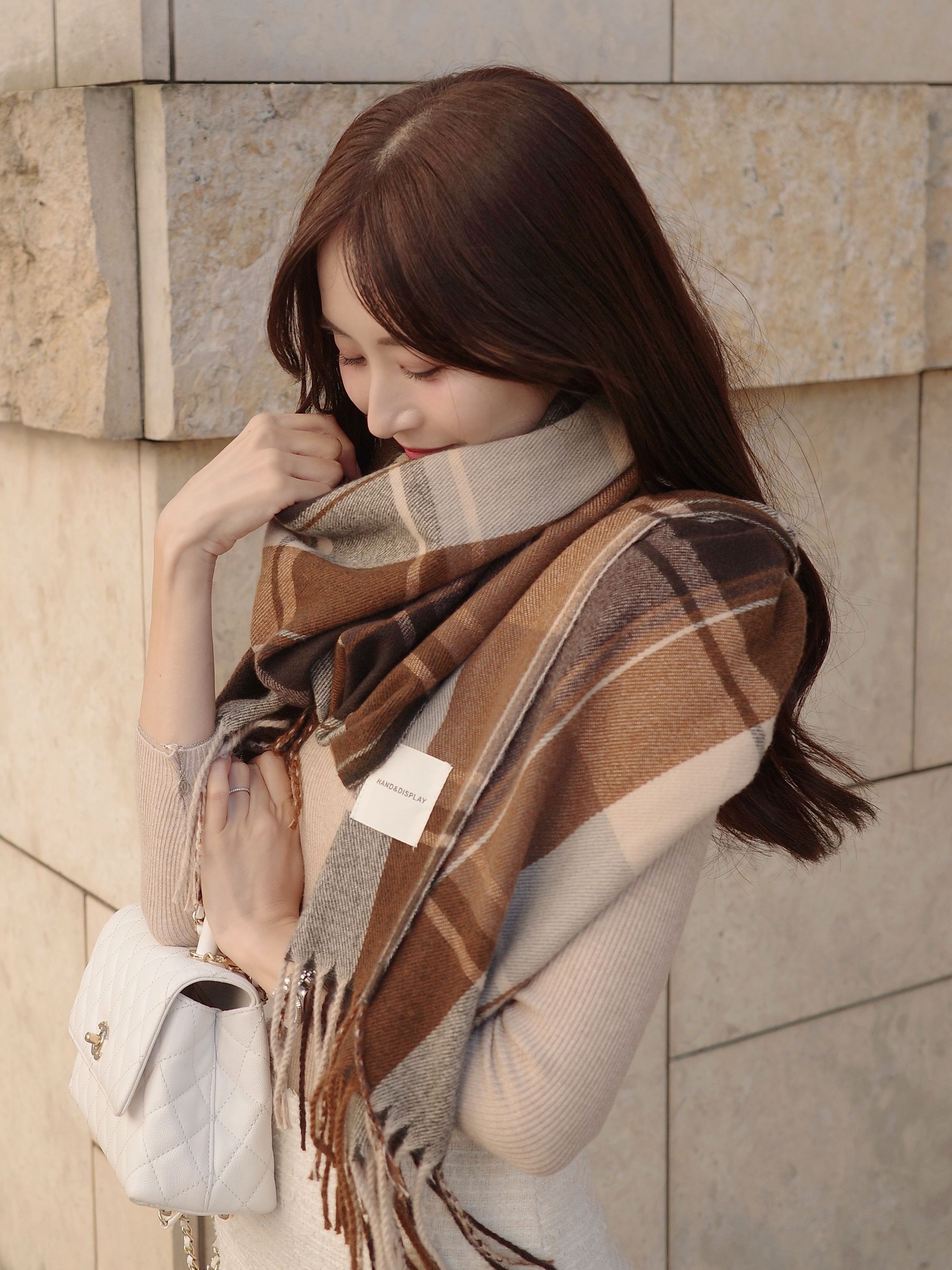 サイドギャザー 2way スイムウェア M ブラウン 茶色 無地 シンプル