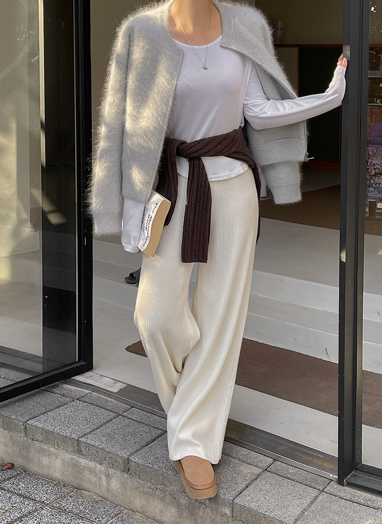 モヘア混 長袖 ニットカーディガン 前開きカーディガン｜ふわ 