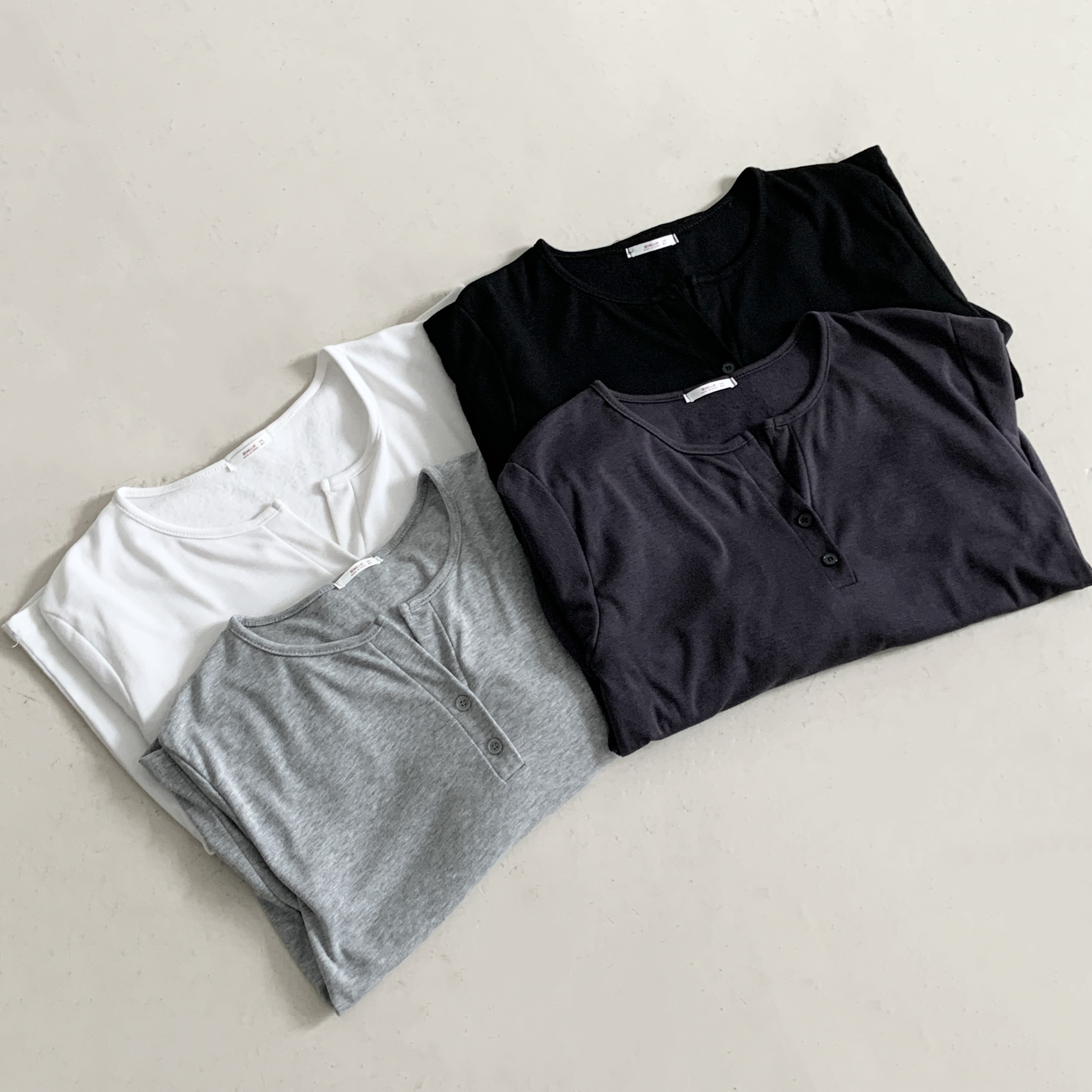 起毛裏地ボタンラウンドネックルーズ長袖Tシャツ | 詳細画像19