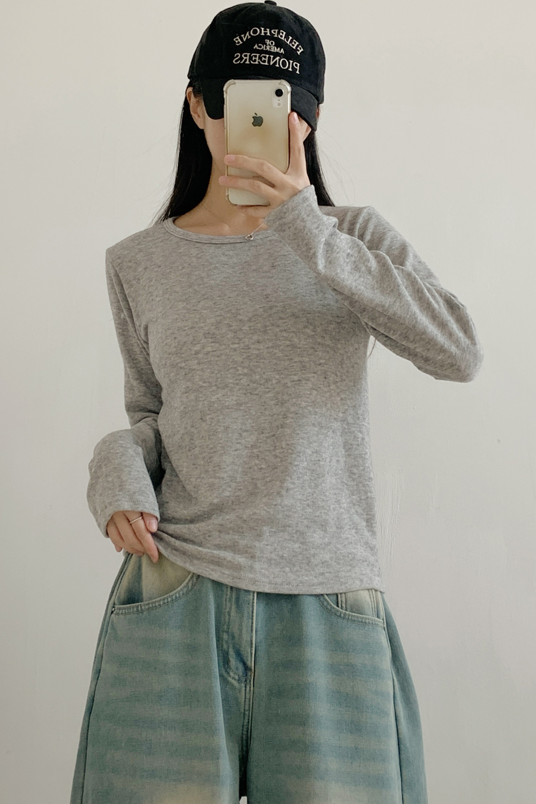 ソフトウール混アンゴラ混ラウンドネックスリム長袖Tシャツ | 詳細画像10