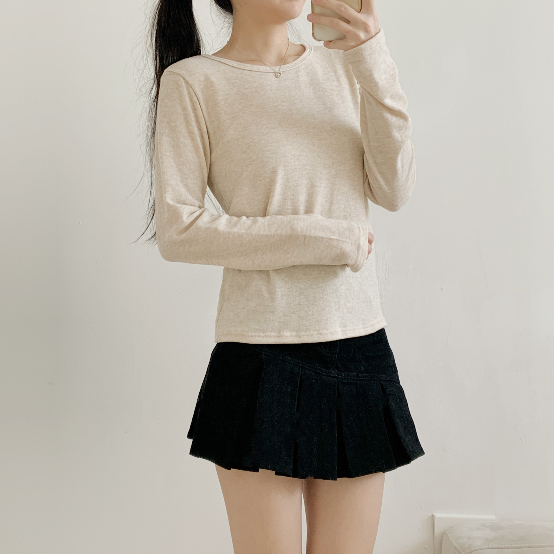 ソフトウール混アンゴラ混ラウンドネックスリム長袖Tシャツ | 詳細画像14