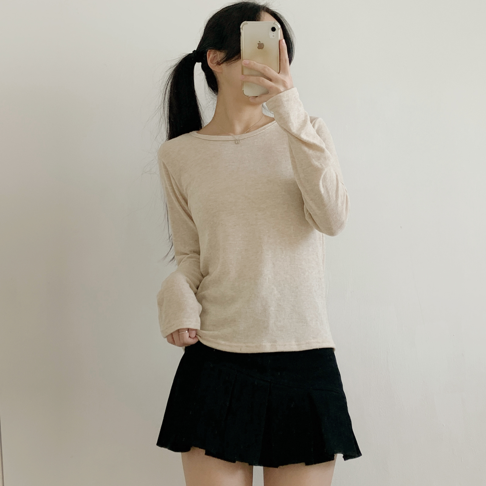 ソフトウール混アンゴラ混ラウンドネックスリム長袖Tシャツ | 詳細画像11