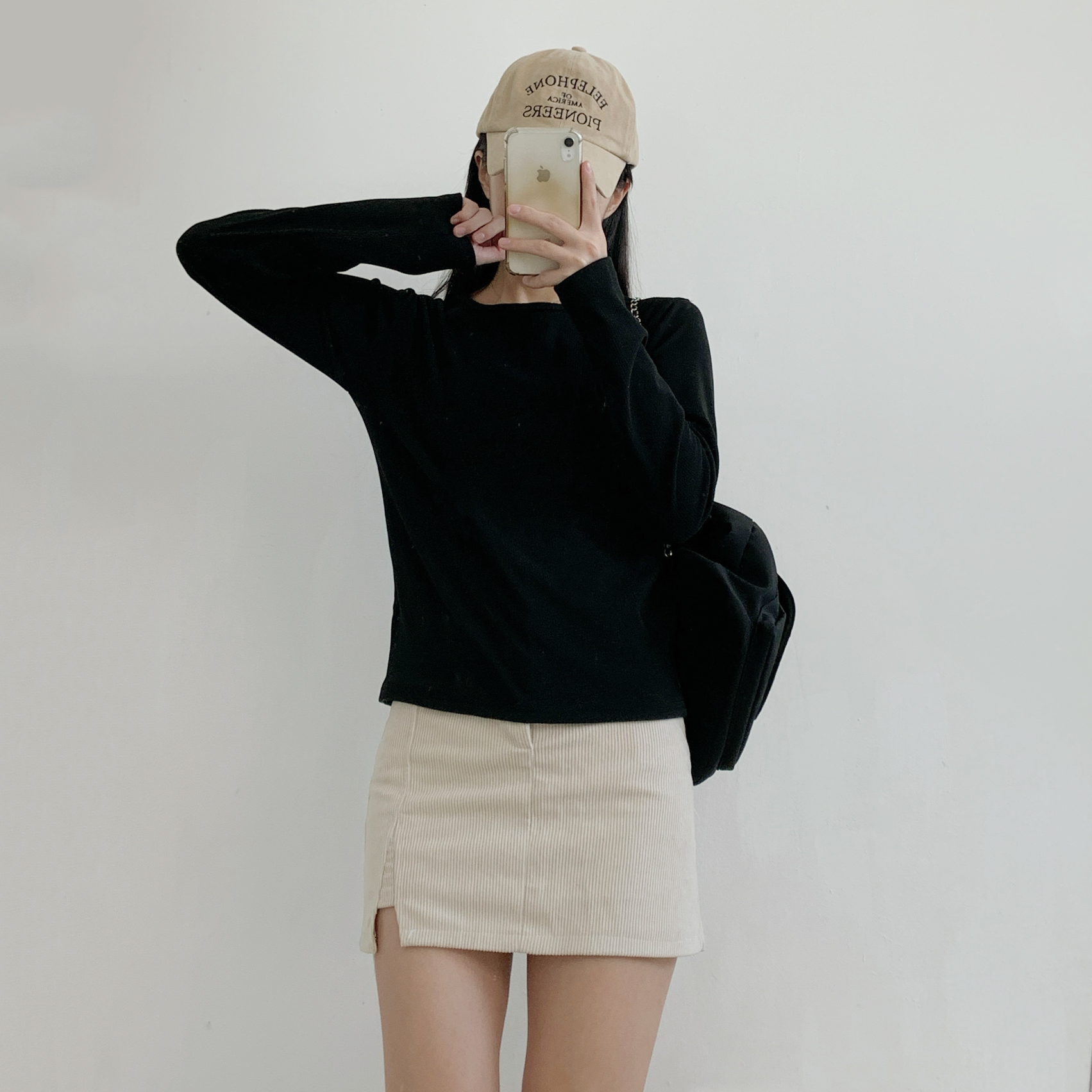 リブラウンドネックシンプルベーシック長袖カラーTシャツ | 詳細画像18