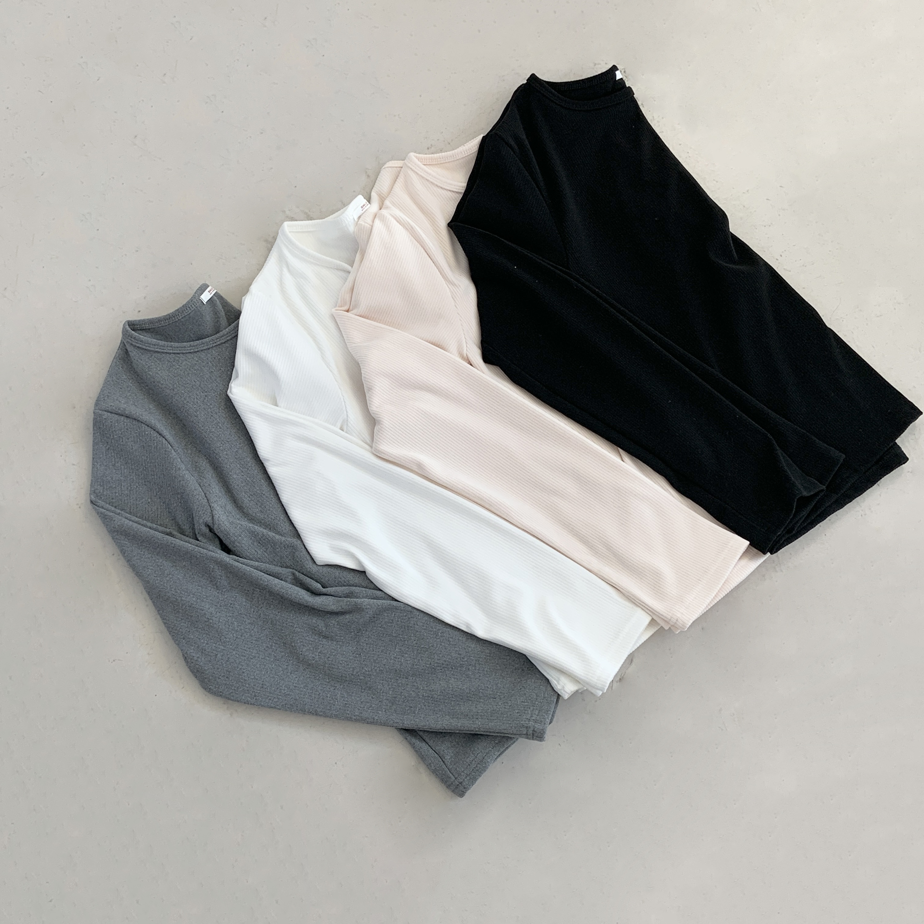 リブラウンドネックシンプルベーシック長袖カラーTシャツ | 詳細画像21