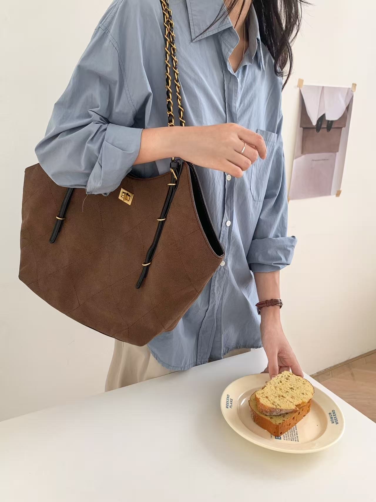 レザー調リボンチェーントートバッグ | 詳細画像7