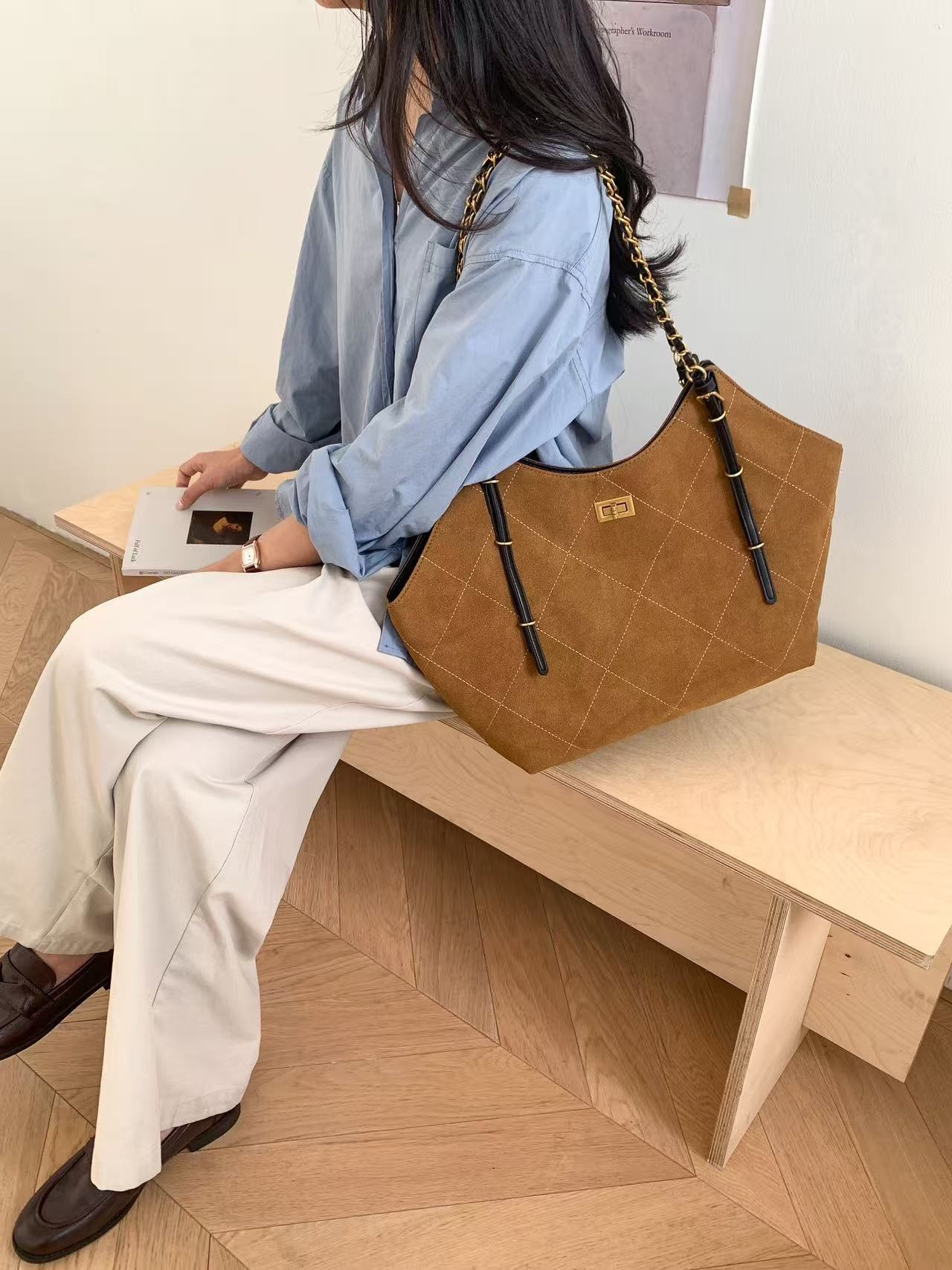 レザー調リボンチェーントートバッグ | 詳細画像9