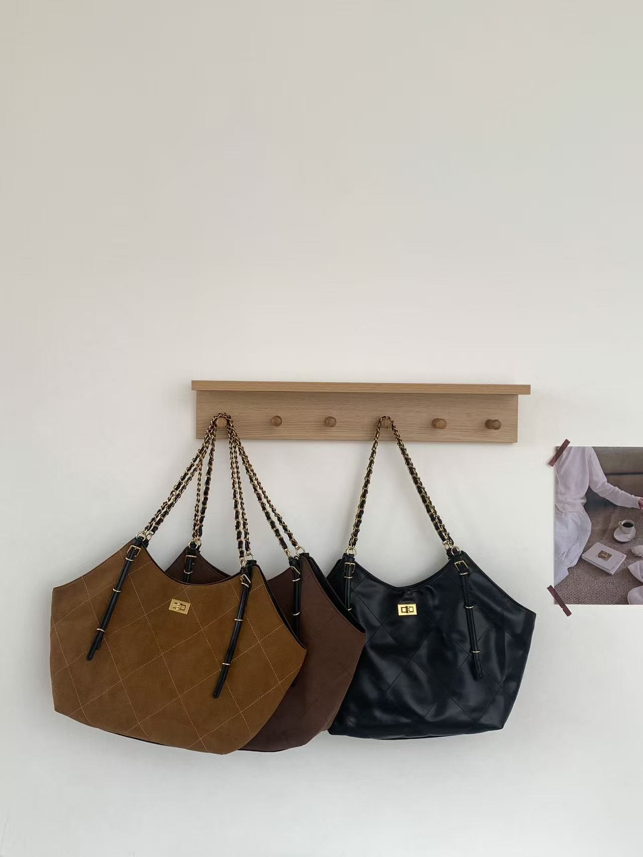 レザー調リボンチェーントートバッグ | 詳細画像18