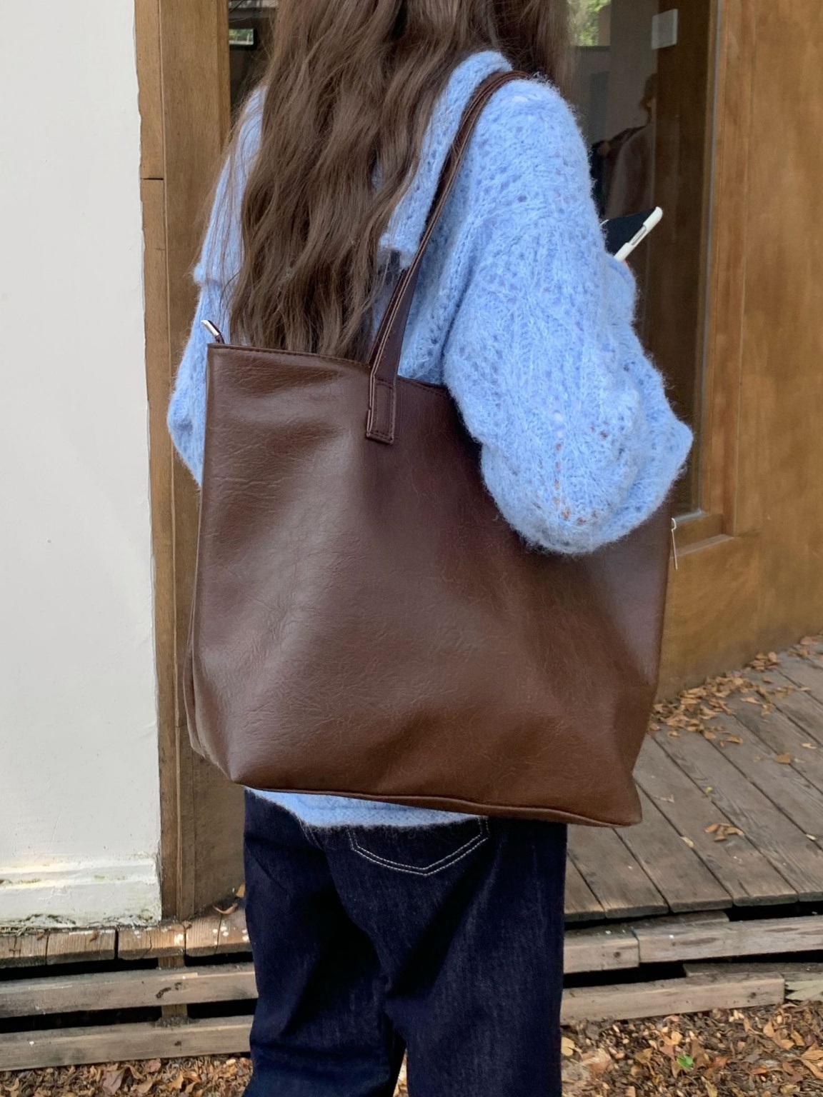 レザー調ビッグトートバッグ | 詳細画像6