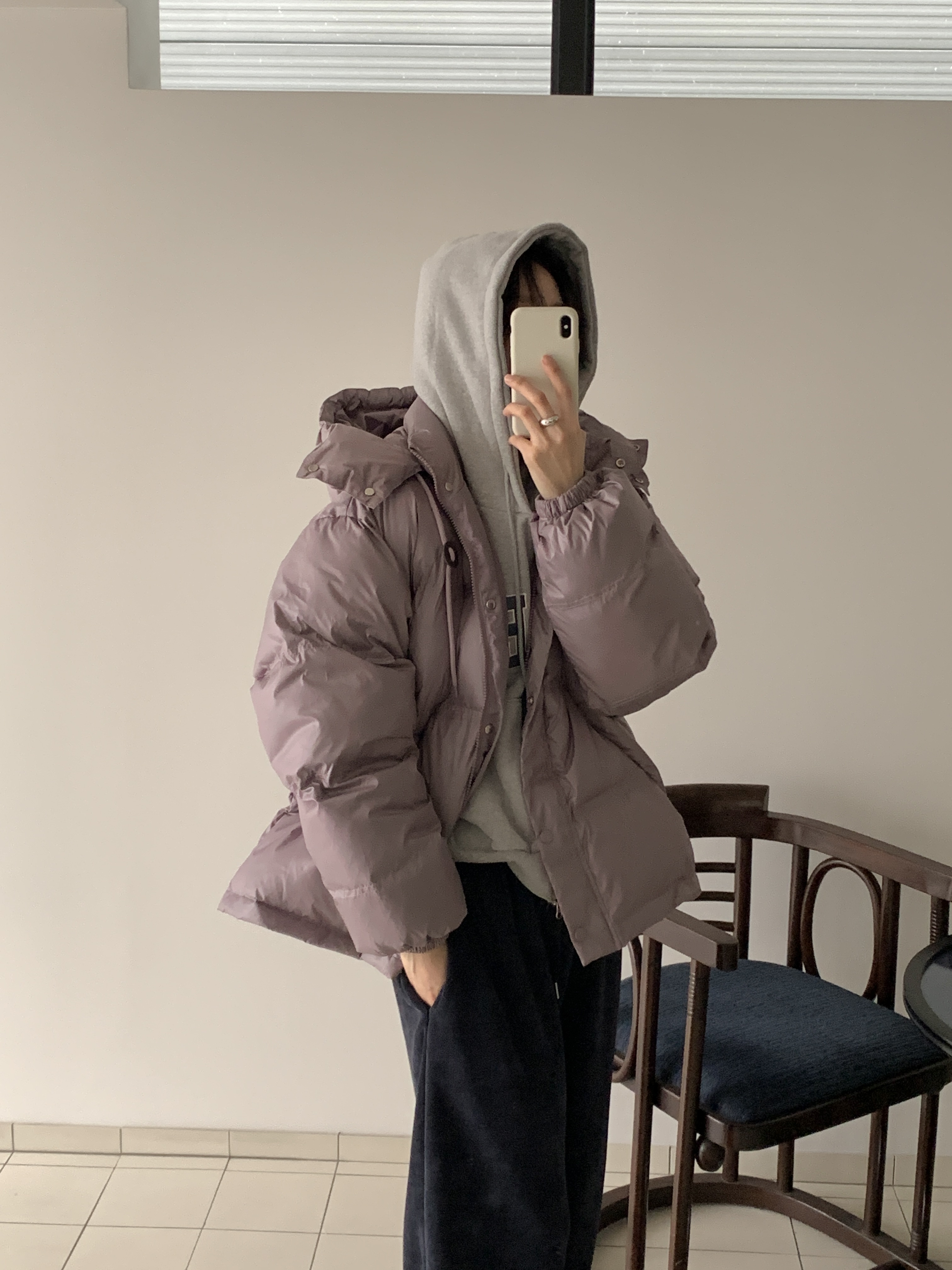 ダックダウンフードダブルジップドローコードカラーダウンジャケット | 詳細画像4